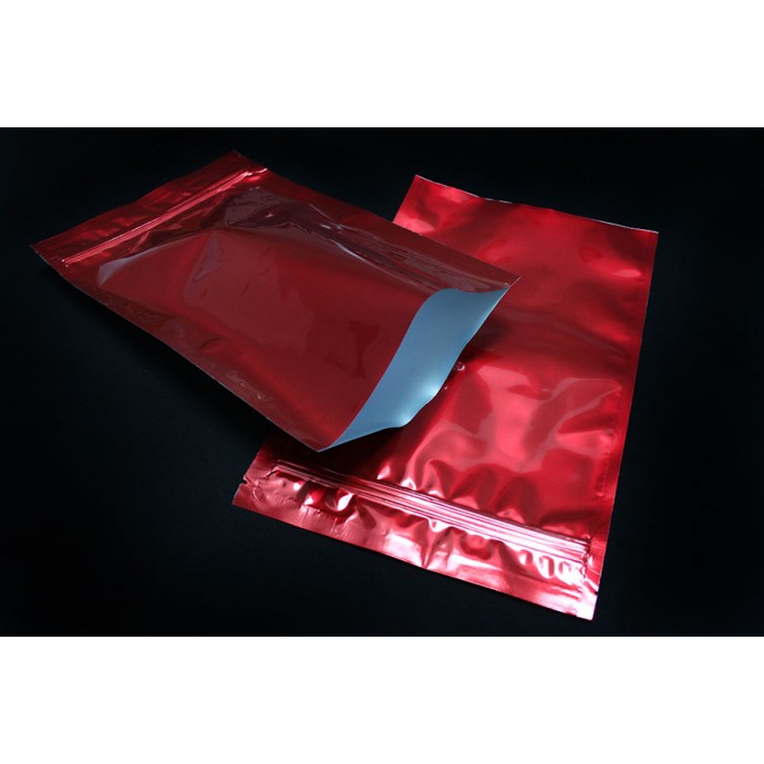7.25 x 11.5 Red Mylar Foil Pouch with Zipper; (1,000/case) - 0725MFR115ZTE