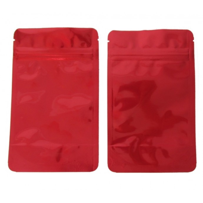 Metal Mylar Red Aluminum Foil Ziplock Bags 3 Side Sealing Eco Friendly