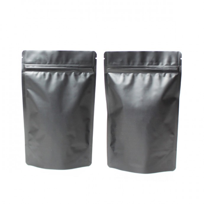 Matte Black Stand Up Zipper Bag with Vertical Window (1/8th oz