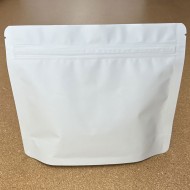 white stand up pouch with Velcro zipper