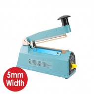 small blue metal impulse sealer with a 4 inch by 5mm seal bar