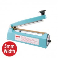 small blue metal impulse sealer with 8 inch by 5mm seal bar