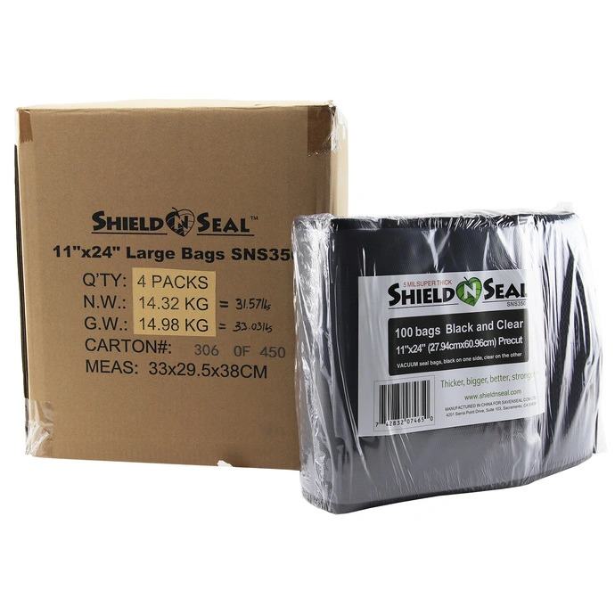 11" x 24" Clear and Black Vacuum Sealer Bags - SNS350